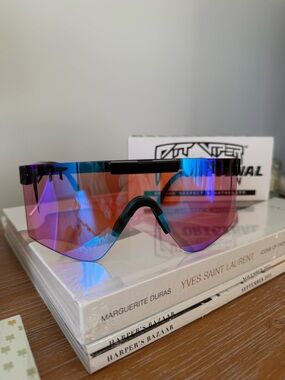 Pit Viper Shield Sunglasses - Pink & Blue Mirrored Lens